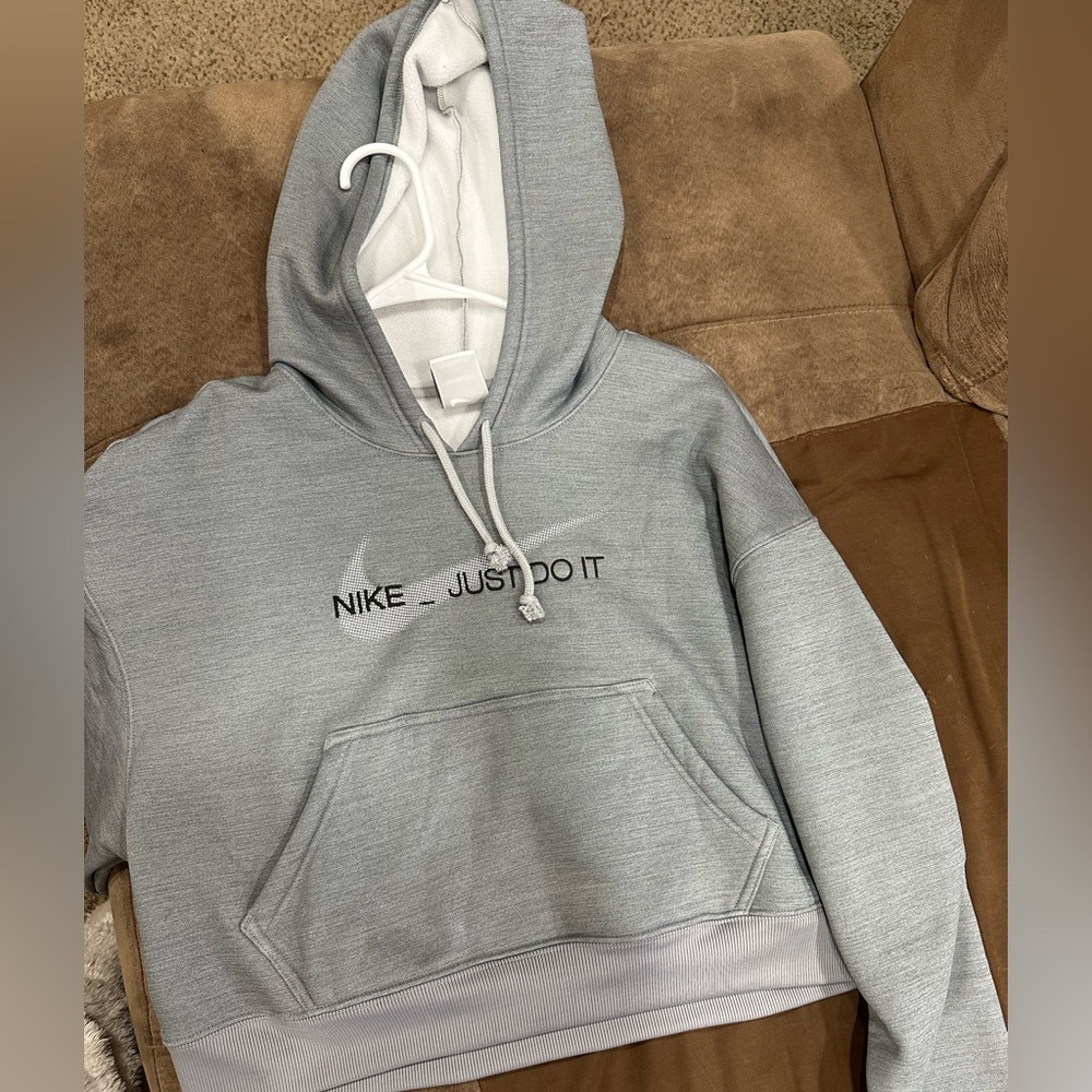 Nike Light Gray Hoodie with Slogan